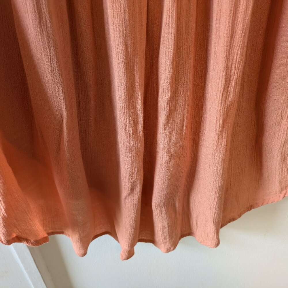 Free People "Katie Bird" Peach Pink Crochet Trim Button-Down Top - Picture 13 of 15